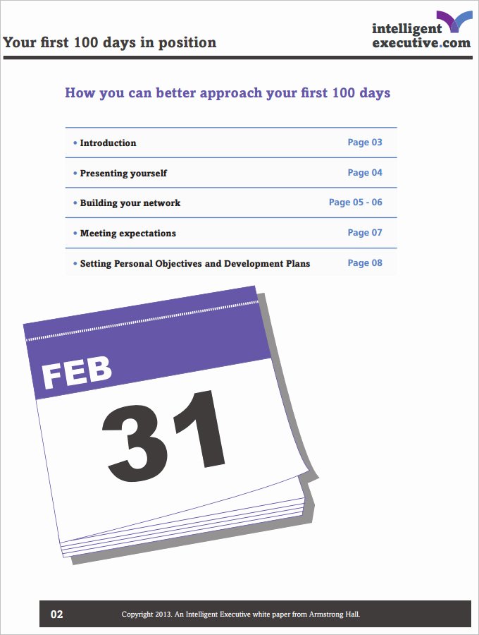 100 Day Planning Template Awesome 100 Day Plan Template 4 Free Pdf Documents Download