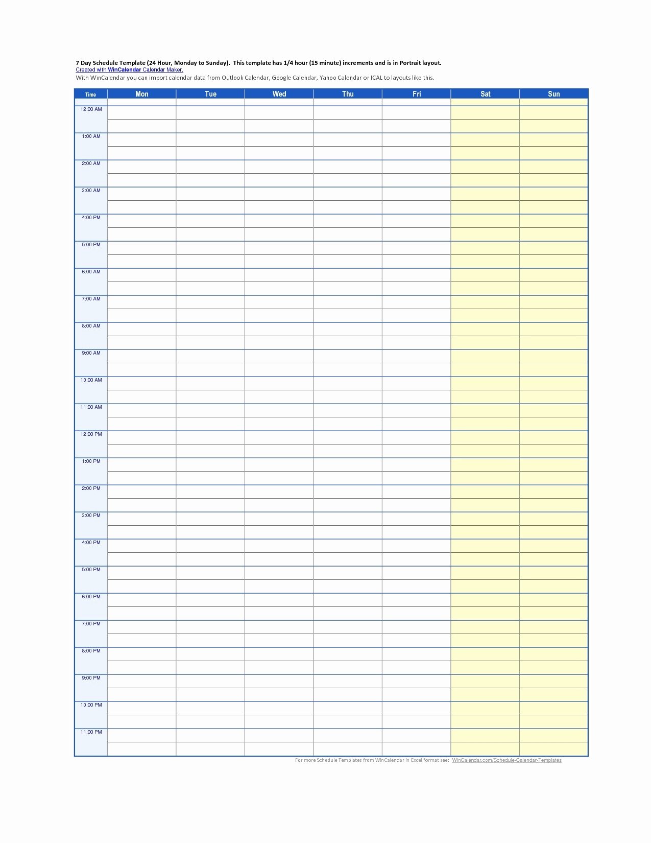 15 Minute Schedule Template Luxury Free Printable 7 Day 15 Minute Appointment Calendar Sheets