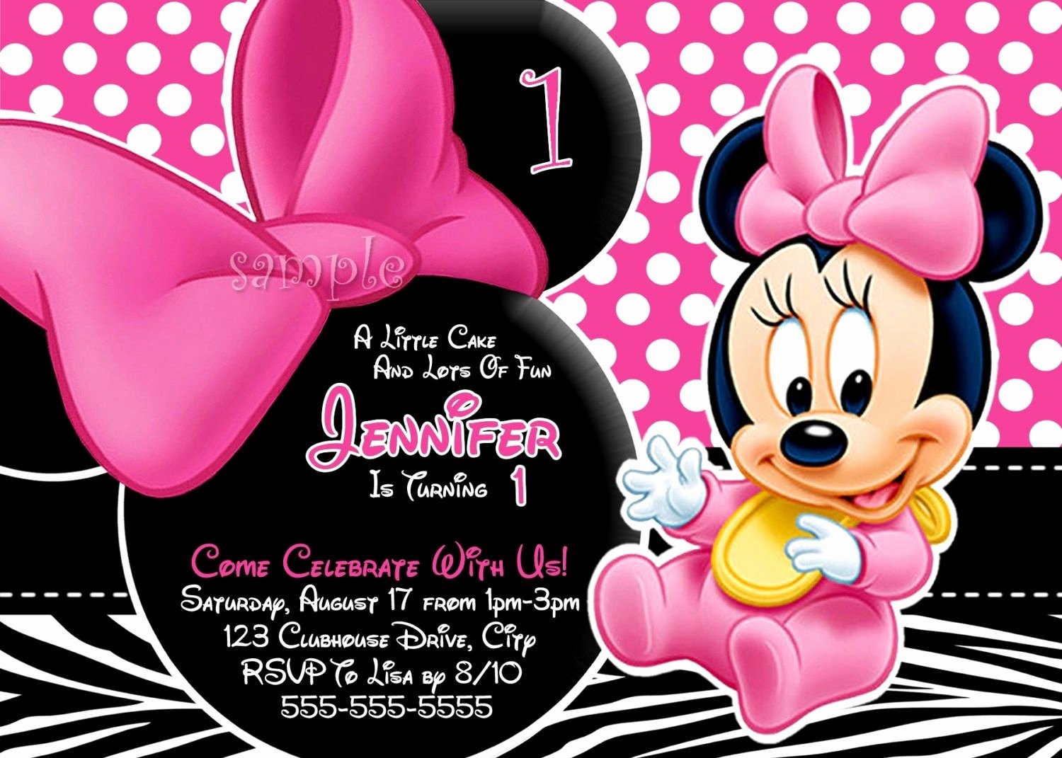 1st Birthday Invitation Template Luxury Free Minnie Mouse Invitation Template Minnie Mouse First