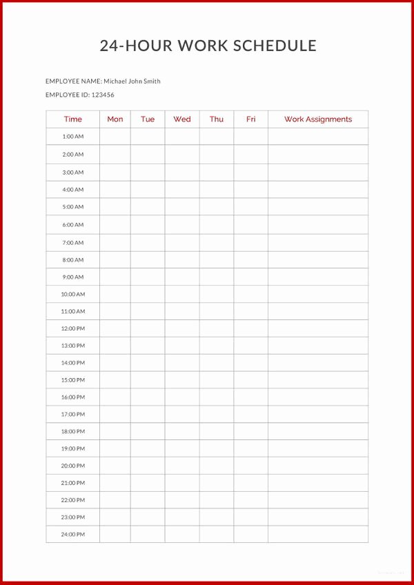 24 Hour Calendar Template Lovely 22 24 Hours Schedule Templates Pdf Doc Excel