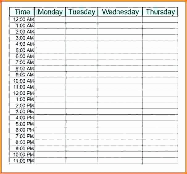 24 Hour Calendar Template Unique Excel 24 Hour Time Hour Weekly Calendar Template Hour