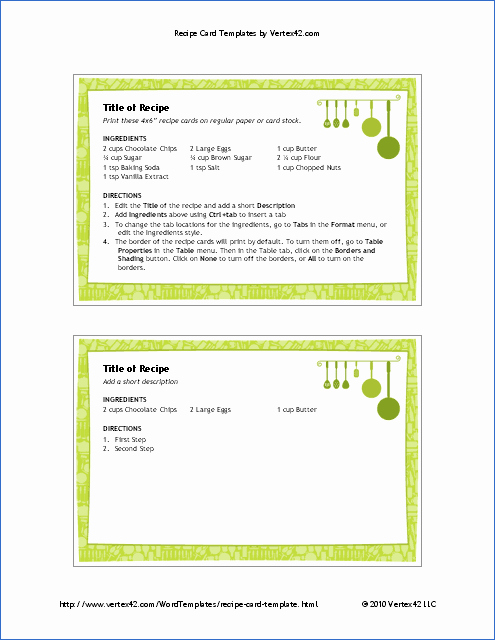 4x6 Card Template Word Elegant Free Printable Recipe Card Template for Word