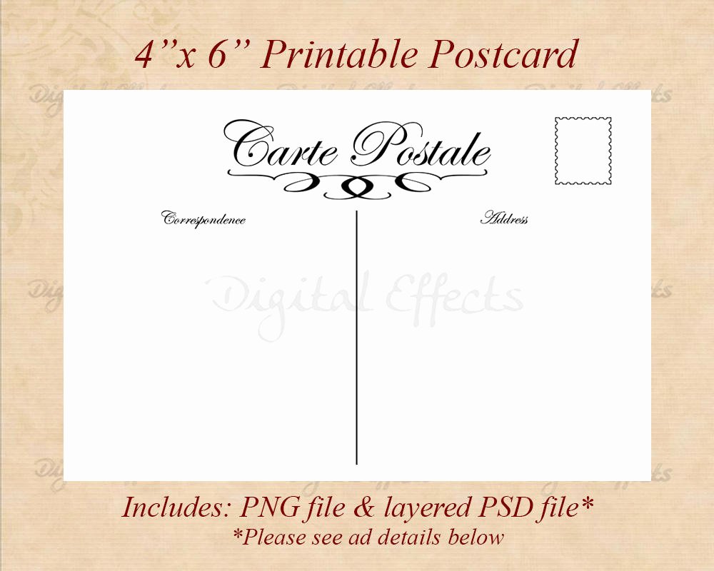 4x6 Postcard Template Photoshop Luxury 4x6 Printable Postcard Template Blank Postcard Carte