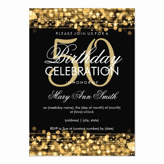 50th Birthday Invitation Template Lovely Elegant 50th Birthday Party Sparkles Gold Invitation