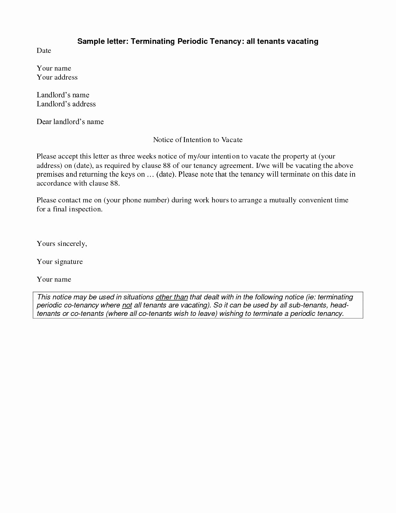 60 Day Notice Template New Notice to Vacate Apartment Letter Template Samples