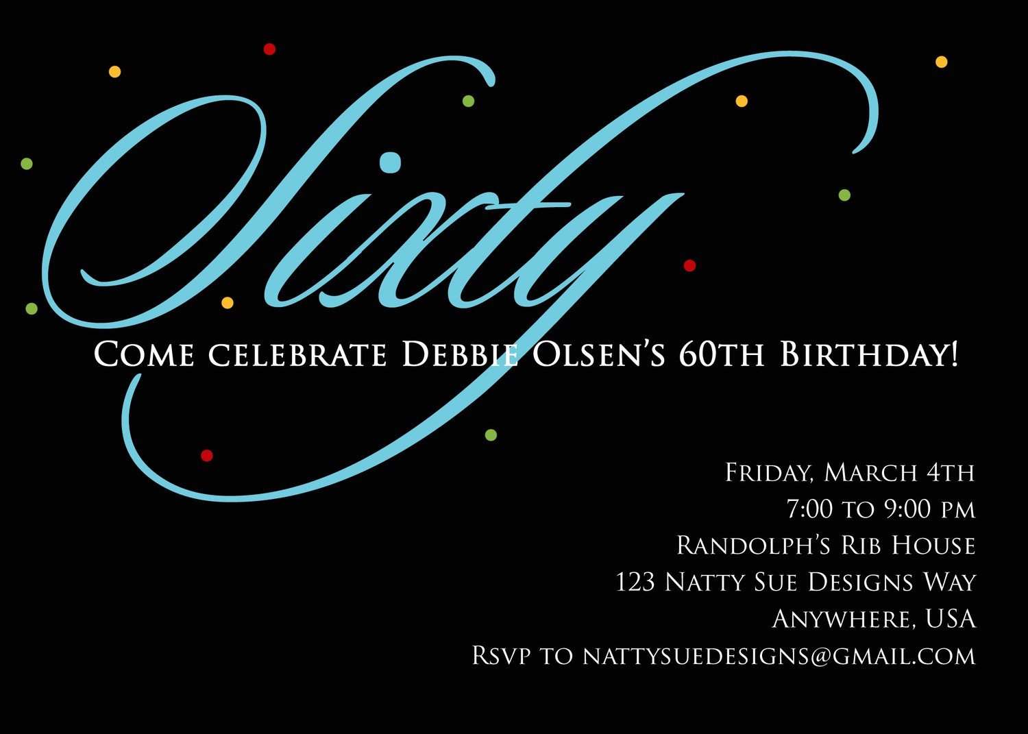 60th Birthday Invitation Template Elegant Custom 60th Birthday Invitation by Nattysuedesigns1 On Etsy