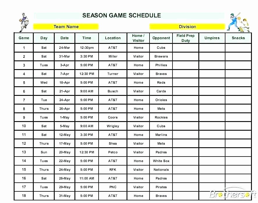 8 Team Schedule Template Fresh Game Schedule Template League Excel soccer – Updrill