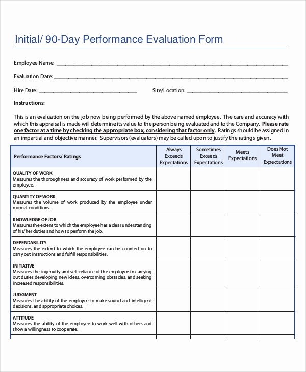 90 Day Review Template Elegant Employee Review Templates 10 Free Pdf Documents