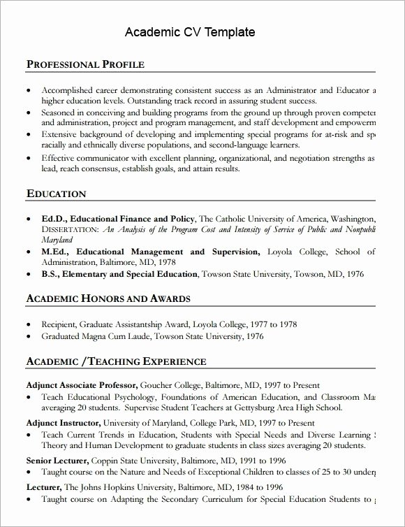 Academic Curriculum Vitae Template Best Of House Wallpapers