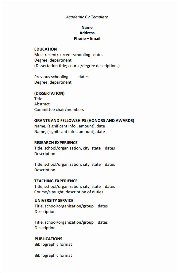 Academic Cv Template Word Inspirational Academic Cv Template 9 Download Documents In Pdf Word