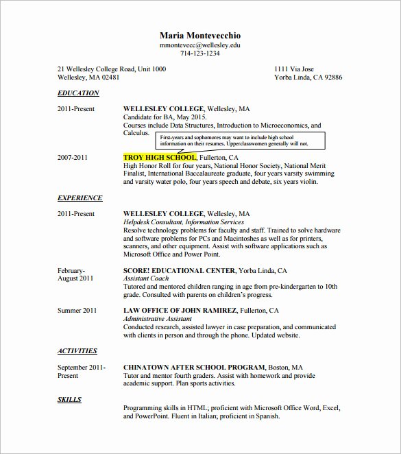Academic Resume Template Word Lovely 12 College Resume Templates Pdf Doc