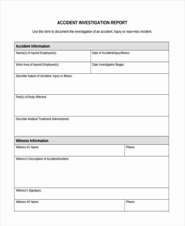 Accident Investigation form Template Elegant 14 Investigation Report Samples and Examples Pdf