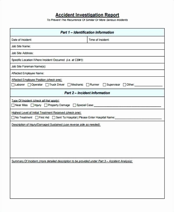 Accident Investigation form Template Fresh Accident Investigation Report Template – Flybymedia