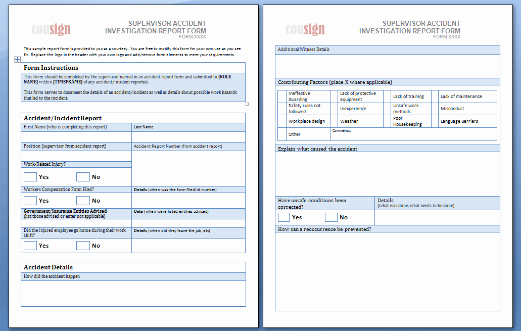 Accident Investigation form Template New these Sample Accident Report forms are Free to Use and Share