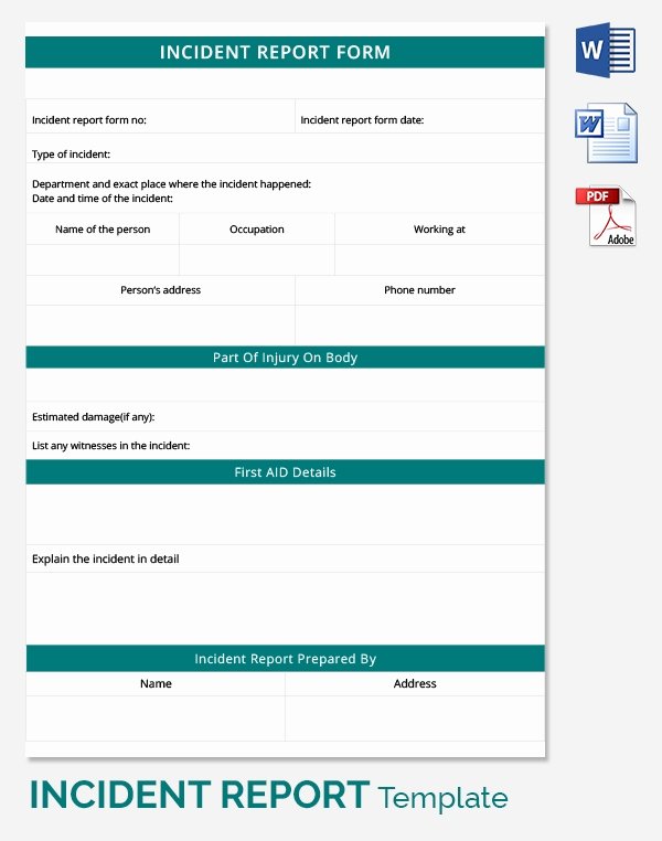 Accident Report form Template Awesome 17 Sample Incident Reports