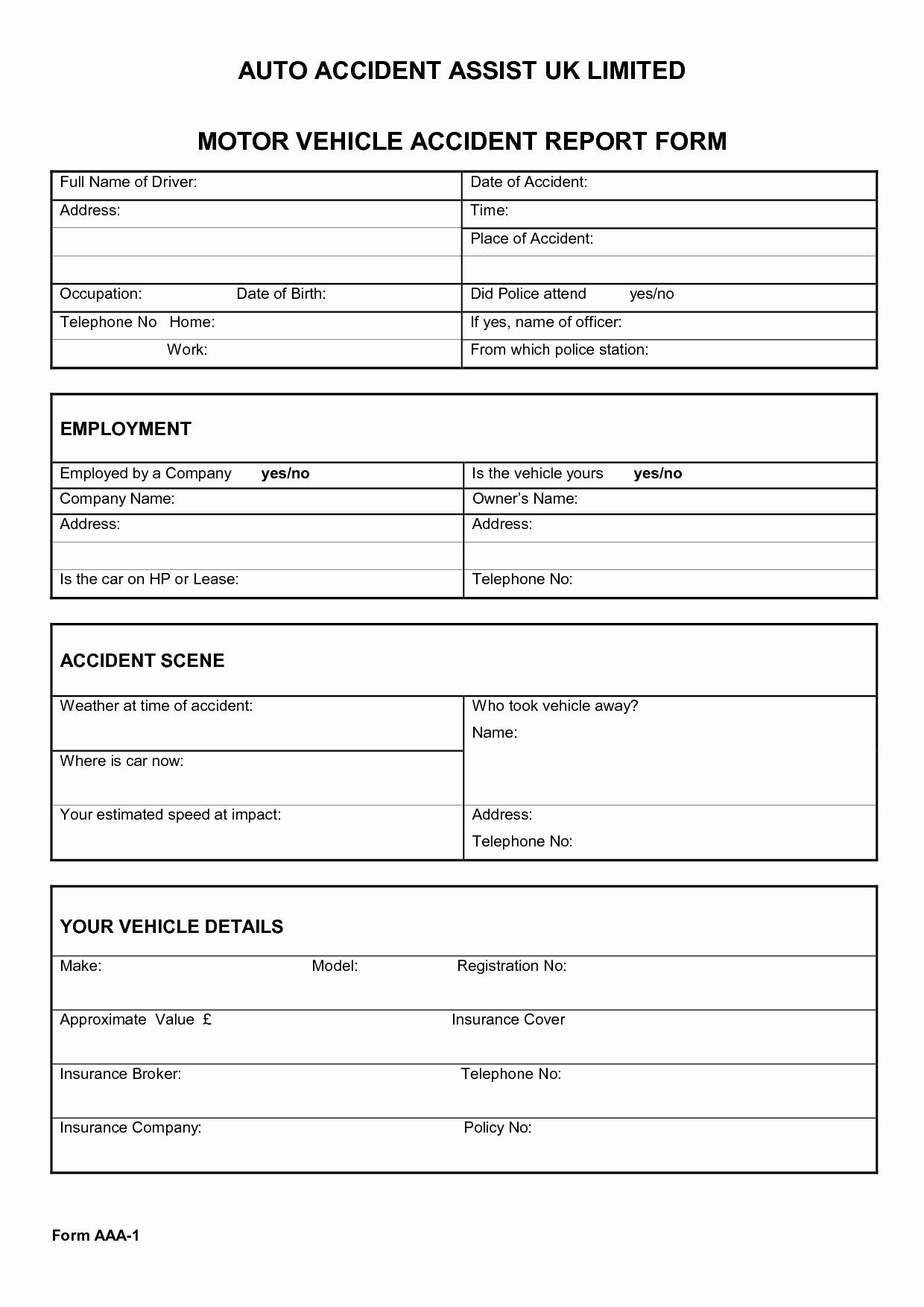 Accident Report form Template Inspirational Best S Of Accident form Template In Word Accident
