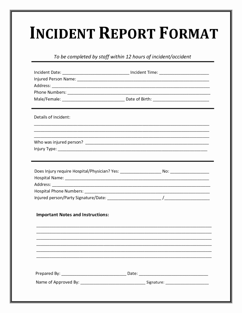 Accident Report form Template Luxury Incident Report Template Incident Report