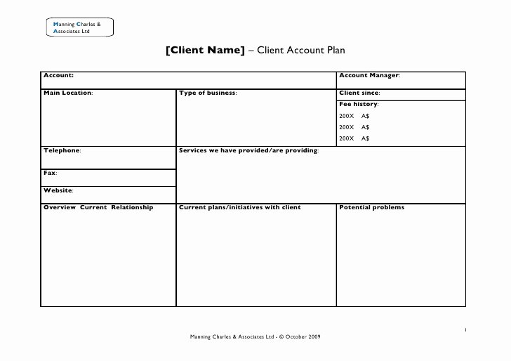 Account Management Plan Template Fresh Client Account Plan