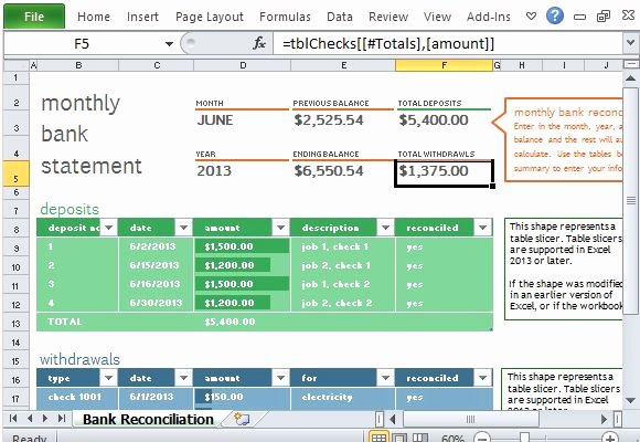 Account Reconciliation Template Excel Lovely Monthly Bank Reconciliation Template for Excel