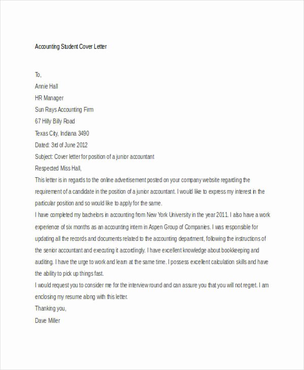 Accounting Cover Letter Template Lovely 19 Job Application Letter Templates In Doc