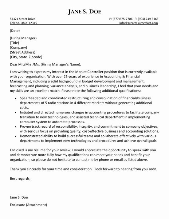 Accounting Cover Letter Template Lovely Accounting Cover Letter