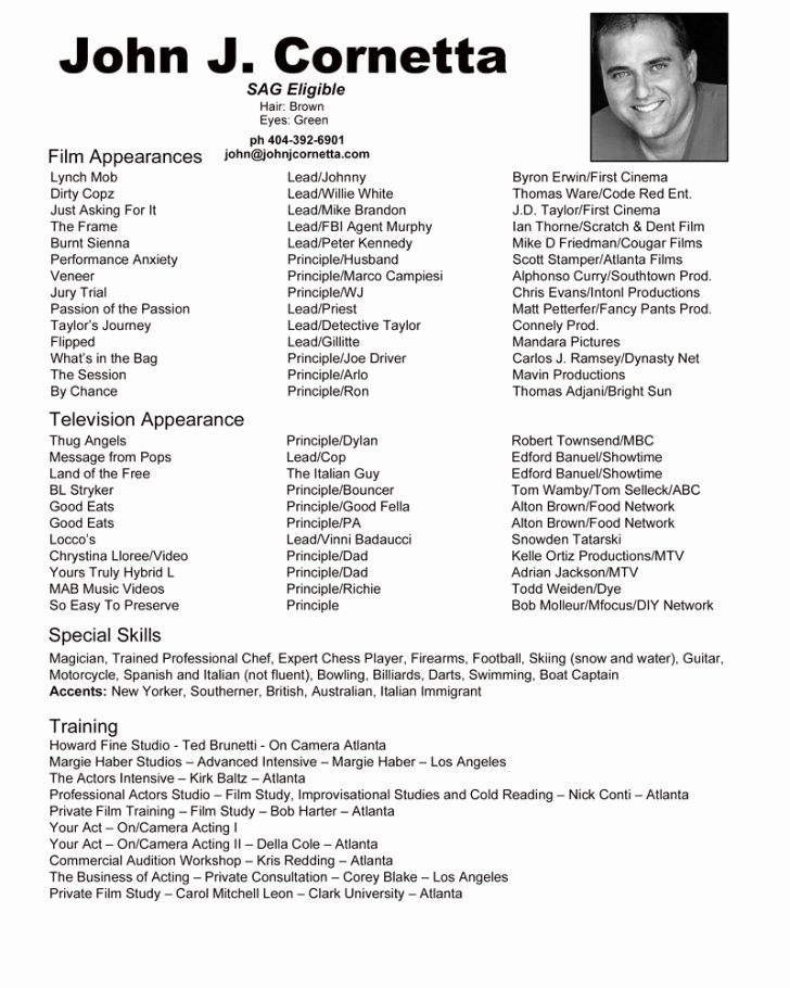 Acting Resume Template Word Fresh Free Acting Resume Template Downloads Tag Professional