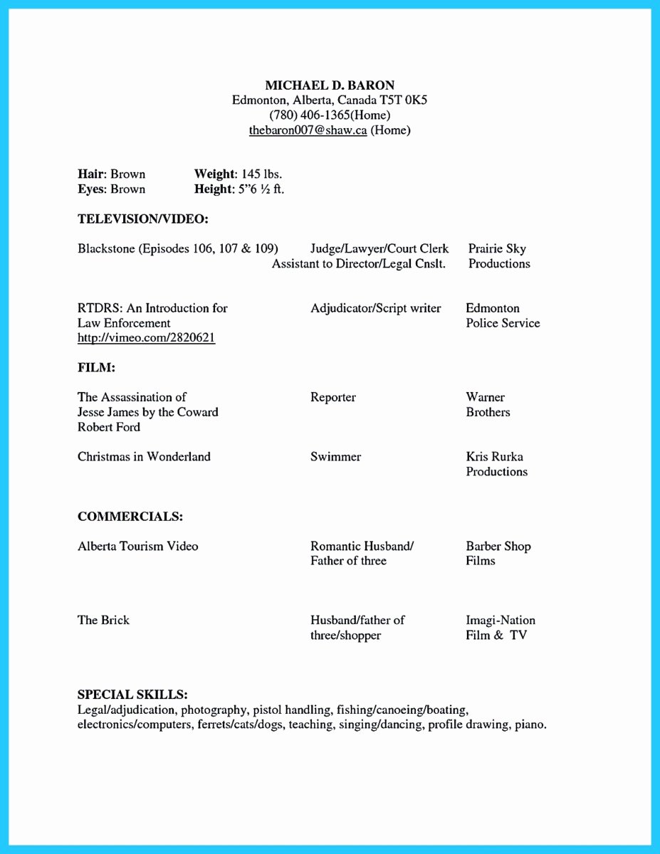 Acting Resume Template Word Inspirational Brilliant Acting Resume Template to Get Inspired