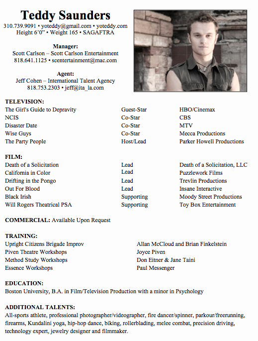 Acting Resume Template Word Lovely 8 Acting Resume Samples Resumes