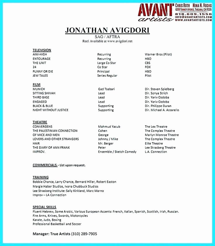 Acting Resume Template Word New Acting Resume Template Word