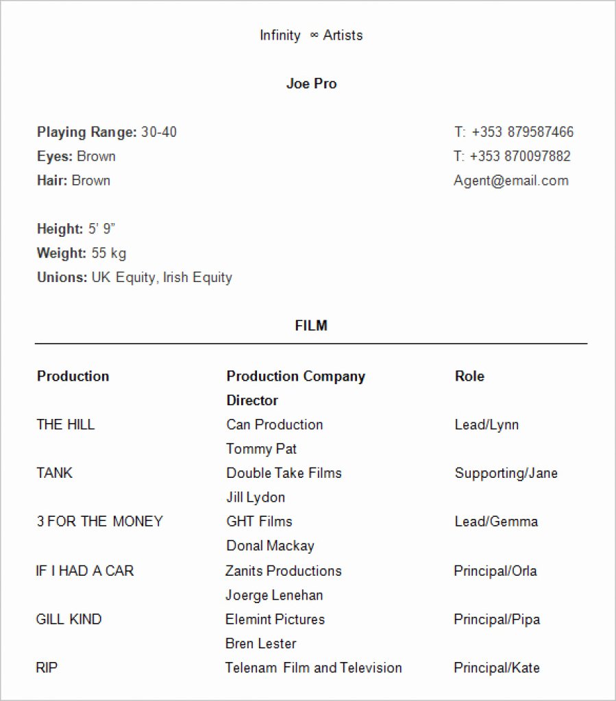 Acting Resume Template Word Unique Acting Resume Template Word