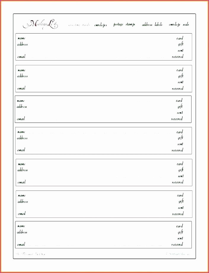 Address Book Template Excel Awesome Printable Mailing List Template – Ooojo