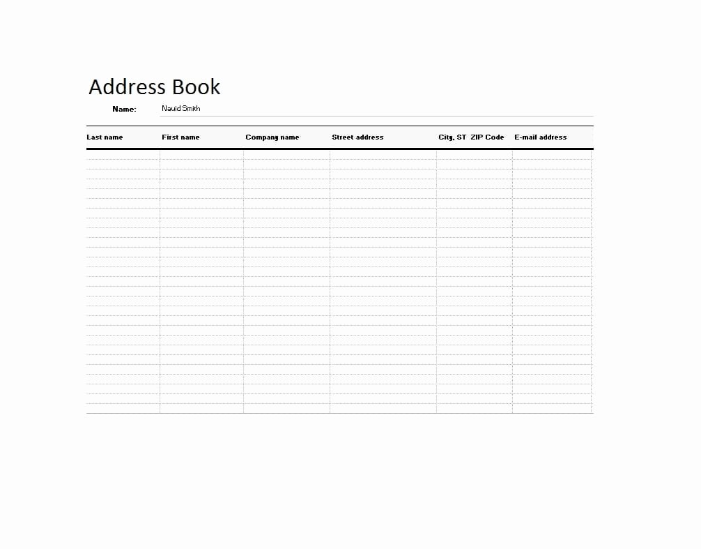Address Book Template Excel Best Of Free Blank Address Book Template with Printable Business