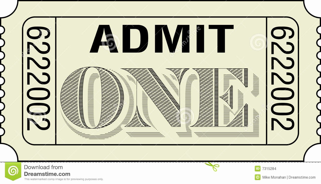 Admit One Ticket Template New Admit E Template Example Mughals