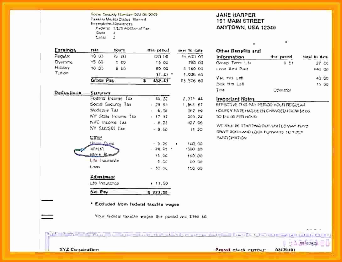 Adp Check Stub Template Awesome 11 Adp Pay Statement