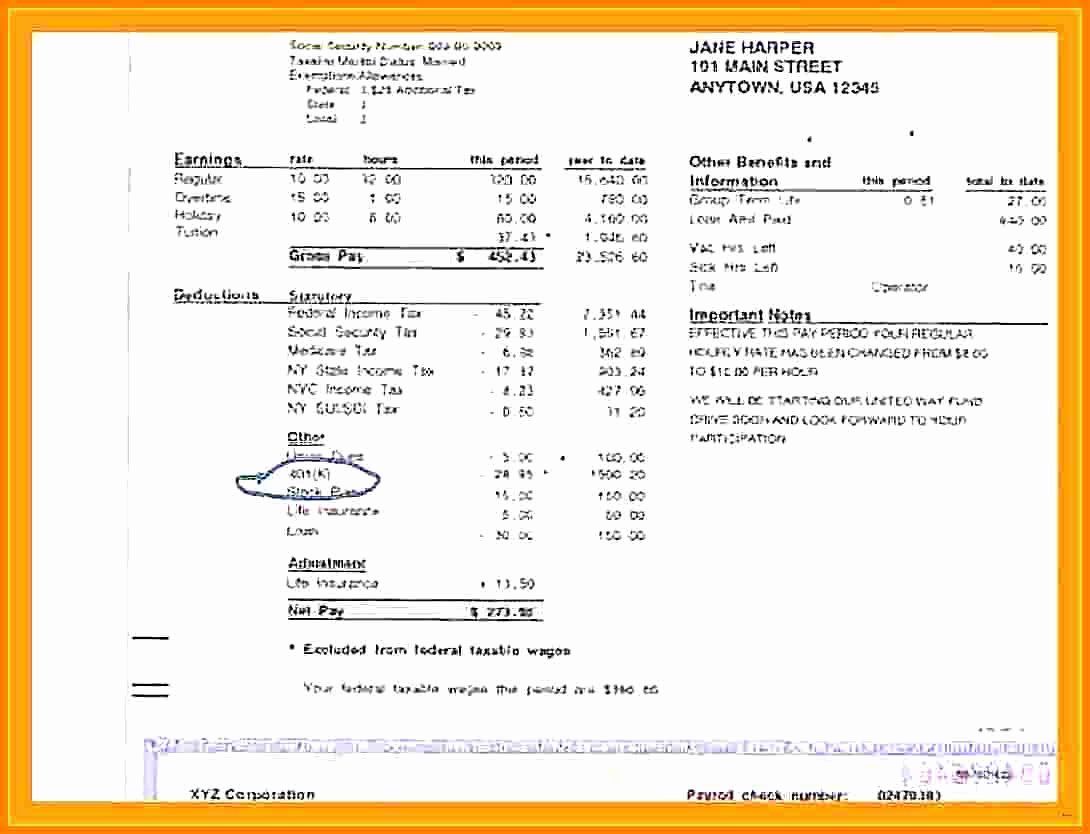 Adp Earnings Statement Template Awesome 6 Adp Pay Stub Template