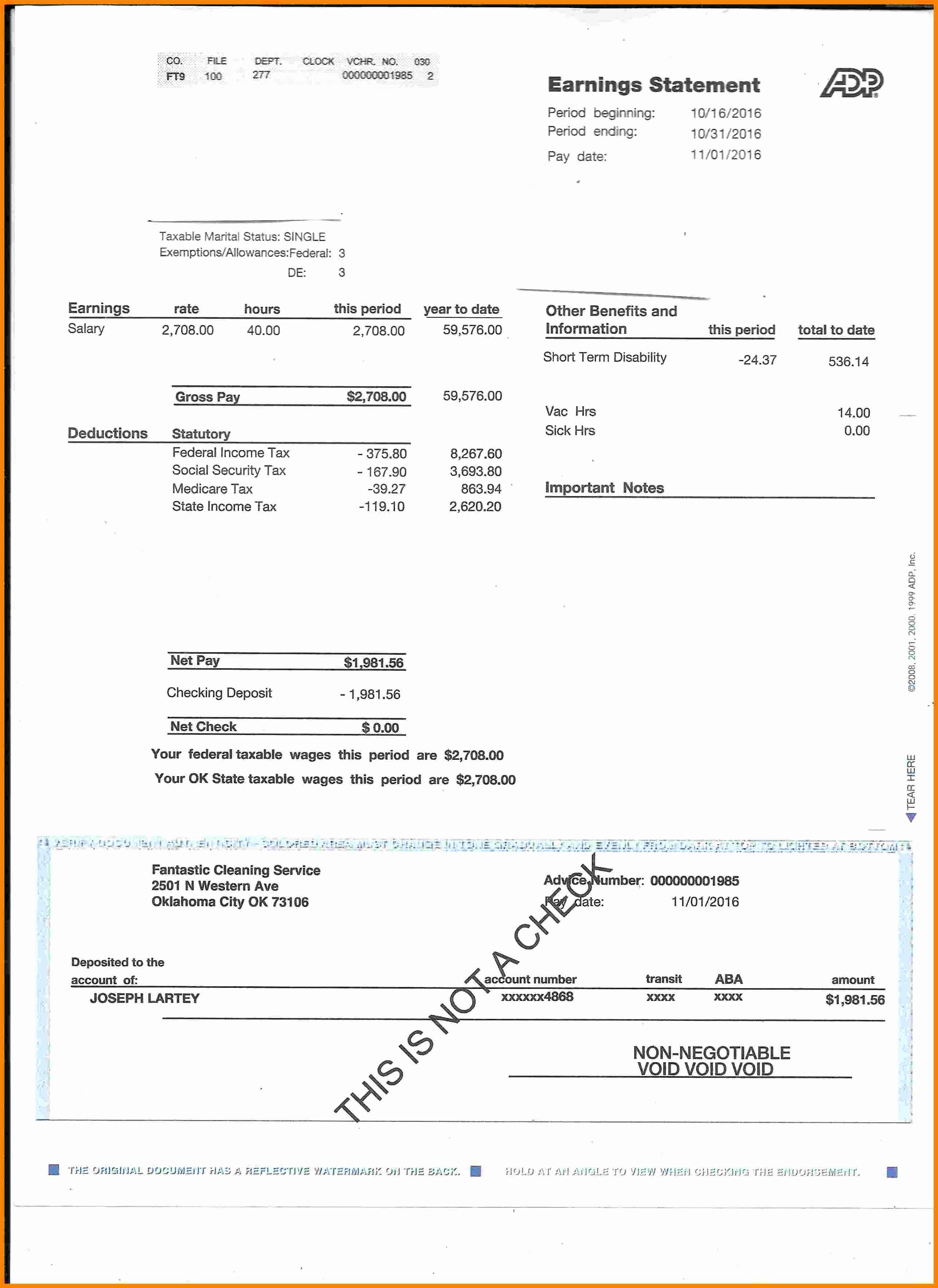 Adp Earnings Statement Template Lovely Adp Pay Statement as Well Statements Canada with Do Not