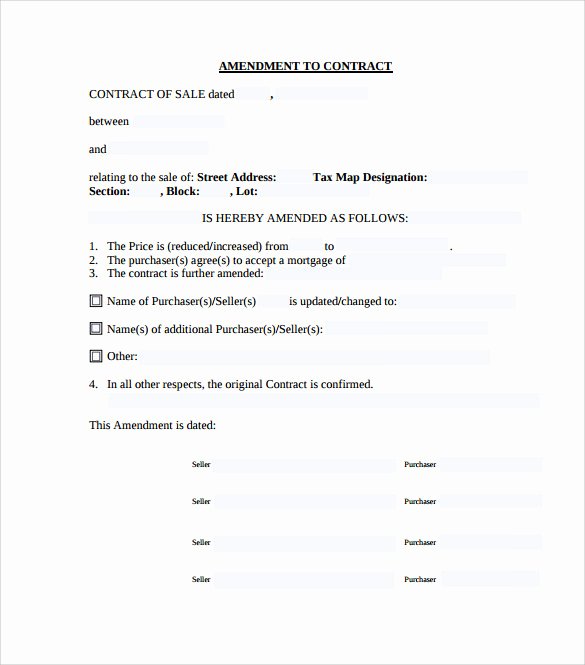 Amendment to Contract Template Awesome Sample Contract Amendment Template 11 Documents In Pdf