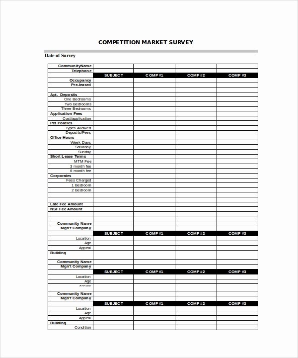 Apartment Market Survey Template Lovely 9 Blank Survey Templates Download for Free