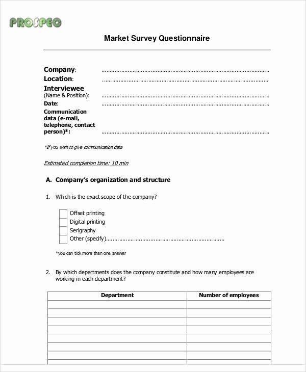 Apartment Market Survey Template Luxury 60 Sample Survey forms