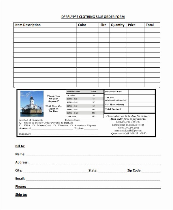 Apparel order form Template Best Of 9 Clothing order forms Free Samples Examples format