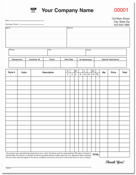 Apparel order form Template Luxury Apparel Purchase order forms