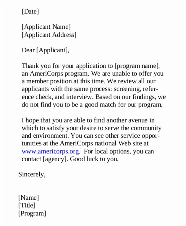Application Rejection Letter Template Elegant 94 Best Free Application Letter Templates &amp; Samples Pdf