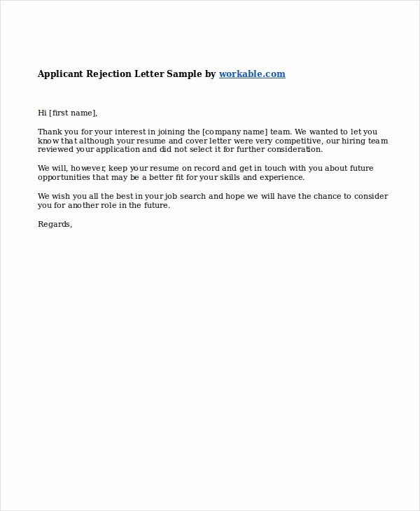 Application Rejection Letter Template Luxury Job Application Rejection Letter Template Letter Of