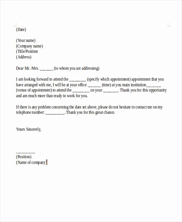Appointment Confirmation Email Template Lovely 11 Interview Appointment Letter Templates Free Pdf