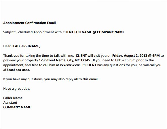 Appointment Confirmation Email Template New 10 Confirmation Email Samples – Pdf Word Psd