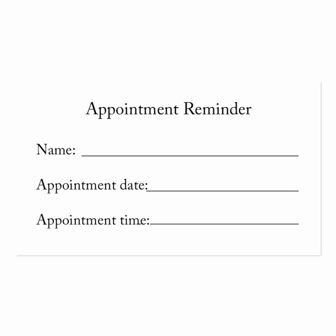 Appointment Reminder Card Template Unique Appointment Reminder Card Business Card Template
