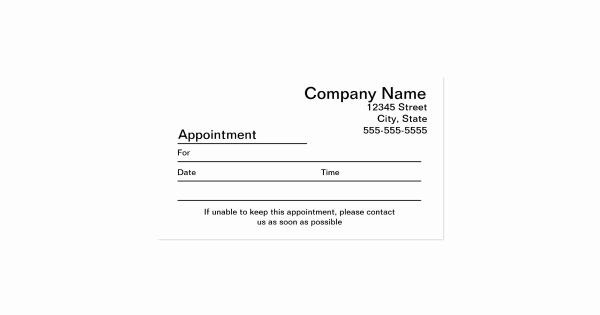 Appointment Reminder Cards Template Elegant Appointment Reminder Business Card