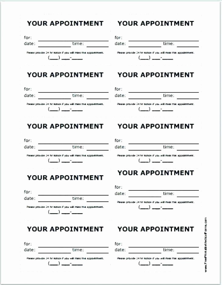 Appointment Reminder Cards Template Luxury Appointment Card Template – Pogovorimfo