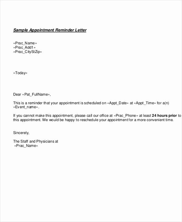 Appointment Reminder Letter Template New 10 Doctor Appointment Letter Templates Doc Pdf
