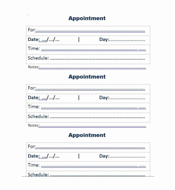 Appointment Reminder Template Word Lovely 40 Appointment Cards Templates &amp; Appointment Reminders